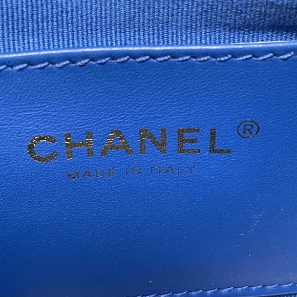 Chanel Mini Chain Around Multi Chain Full Flap Bag Quilted Caviar 22B Blue - Picture 7 of 16